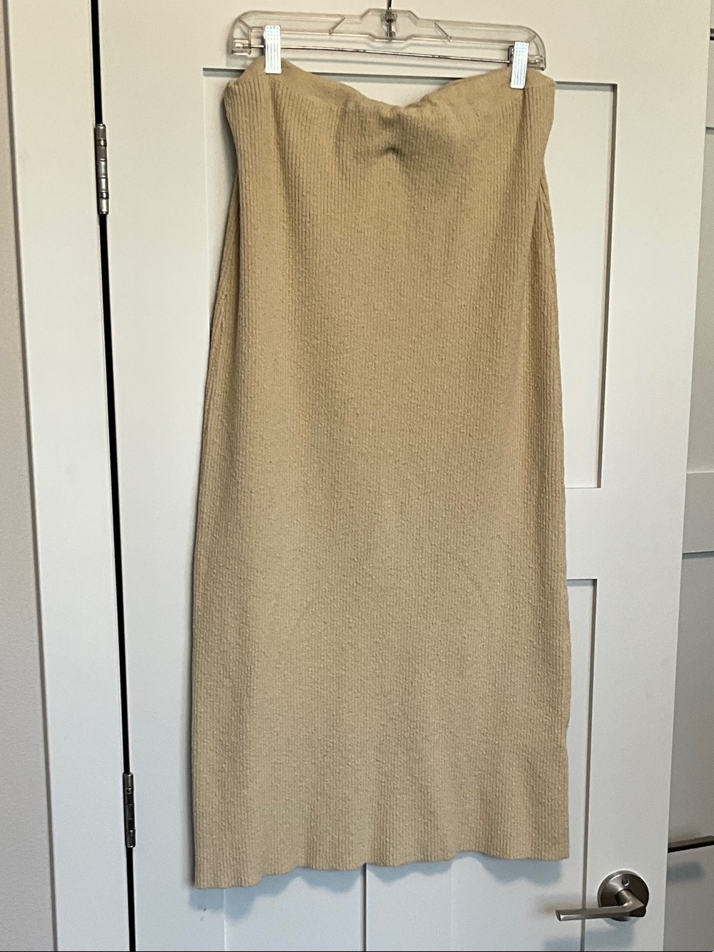 Free People Strapless Knit Midi Dress in Beige